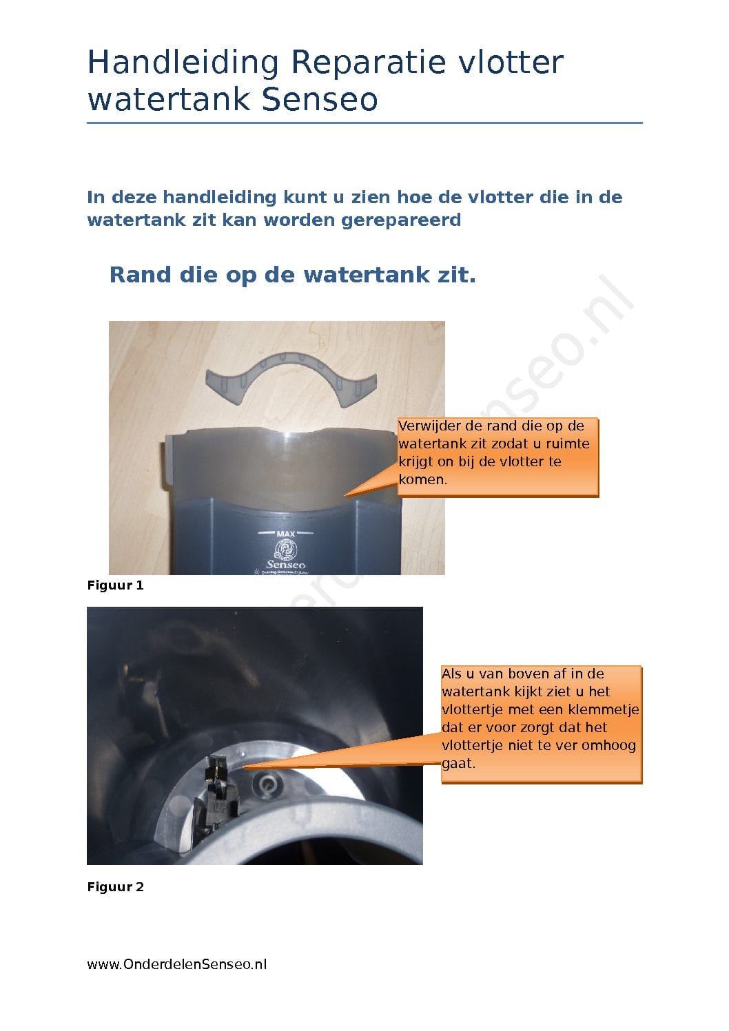 Vlotter en magneet onderin de Senseo-watertank